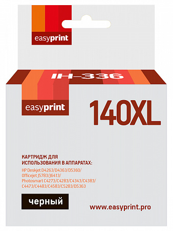Картридж EasyPrint IH-336 №140XL для HP Deskjet D4263/D4363/D5360/Officejet J5783/J6413/Photosmart C4273/C4283/C4343/C4383/C4473/C4483/C4583/C5283/D5363, черный