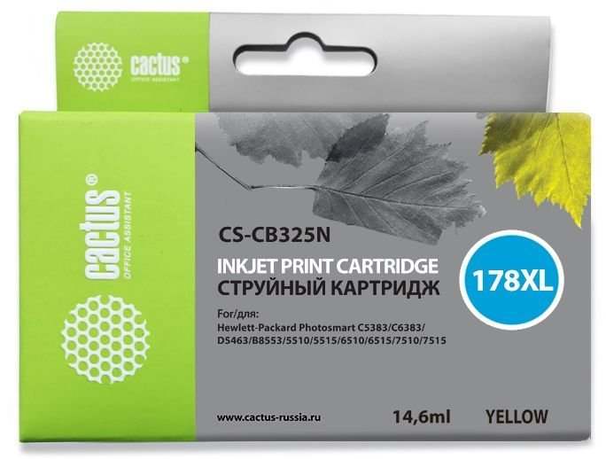 Картридж струйный Cactus CS-CB325N(CS-CB325) №178XL желтый (10мл)