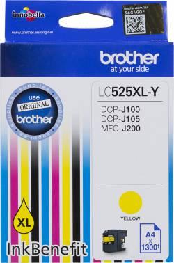 Картридж струйный Brother LC525XLY желтый (1300стр.) для Brother DCP-J100/J105/J200