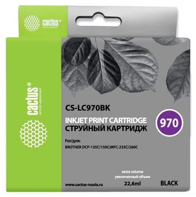 Картридж струйный Cactus CS-LC970BK черный (22.6мл)