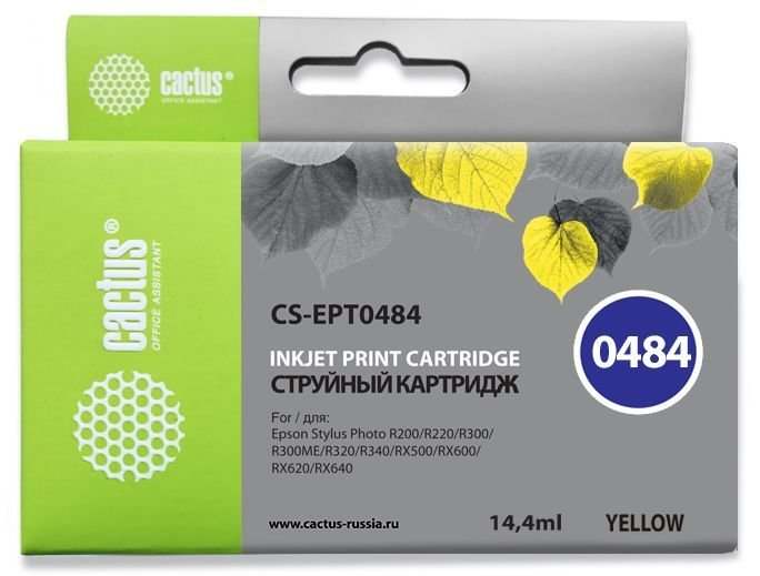 Картридж струйный Cactus CS-EPT0484 желтый (14.4мл)