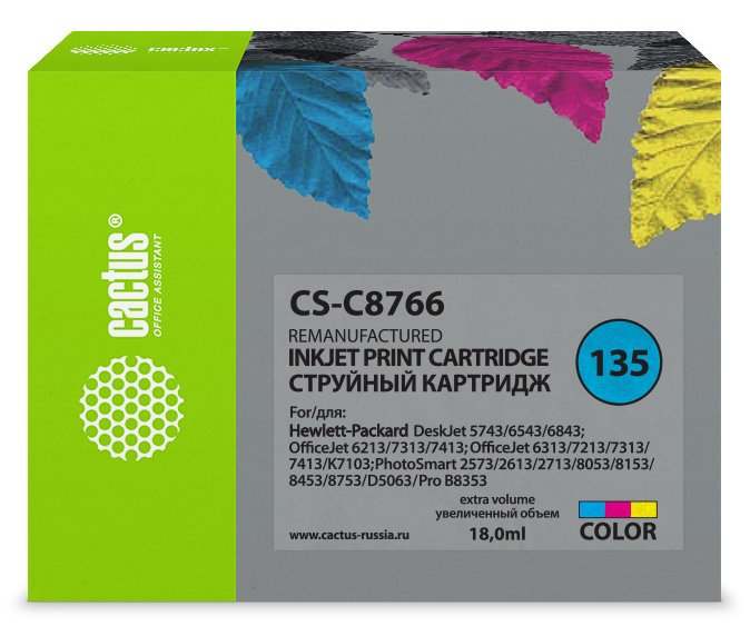 Картридж струйный Cactus CS-C8766 №135 многоцветный (18мл)