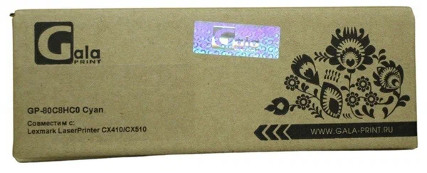 Картридж GP-80C8HC0 для принтеров Lexmark LaserPrinter CX410/CX510 Cyan 3000 копий GalaPrint