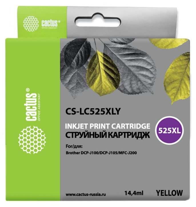 Картридж струйный Cactus CS-LC525XLY желтый (14.4мл)