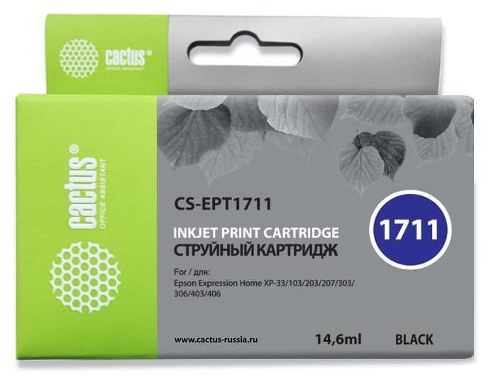 Картридж струйный Cactus CS-EPT1711 черный (14.6мл)