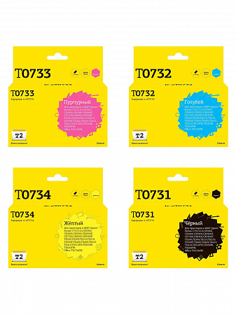IC-ET0735 Комплект картриджей T2 для Epson T0735/T1055: черный, голубой, пурпурный, желтый
