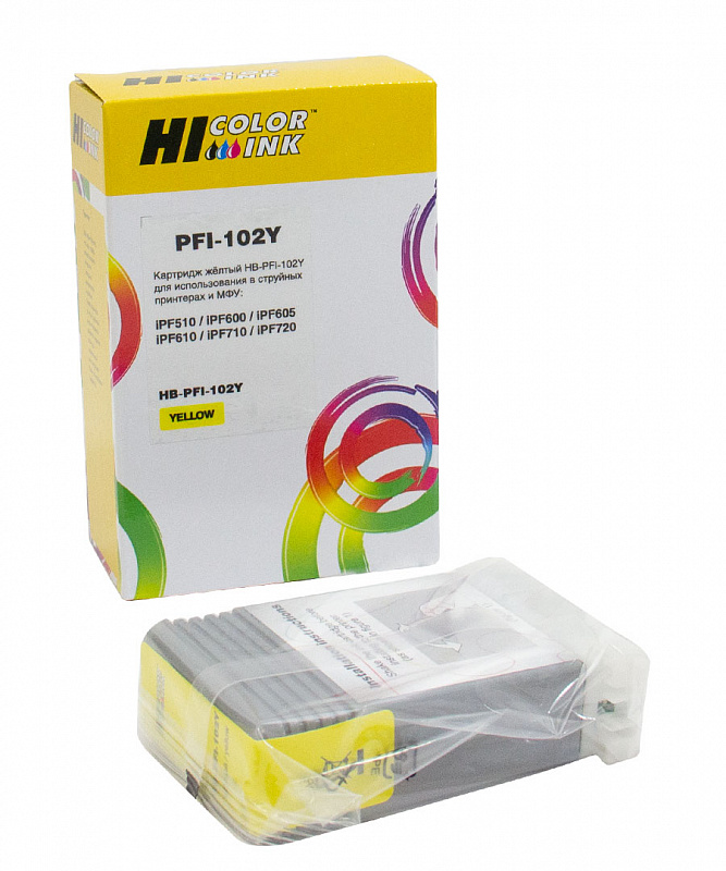 Картридж Hi-Black (HB-PFI-102Y) для Canon IPF-510/600/710, Y