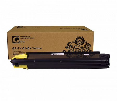 Тонер-туба GP-TK-5140Y для принтеров Kyocera ECOSYS M6030/M6530/P6130/M6030cdn/M6530cdn/P6130cdn с бункером отработанного тонера Yellow 7000 копий GalaPrint