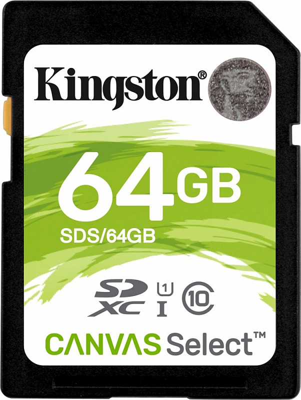 Карта памяти SDXC Kingston Canvas Select, 64 Гб SDS/64GB