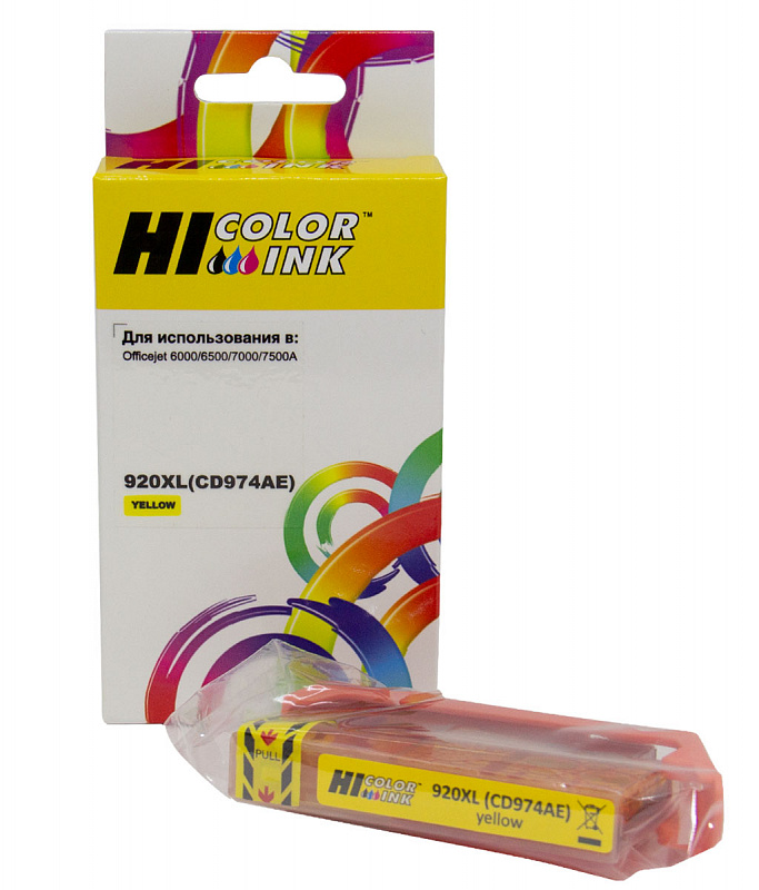 Картридж Hi-Black (HB-CD974AE) для HP Officejet 6000/6500/7000, №920XL, Y