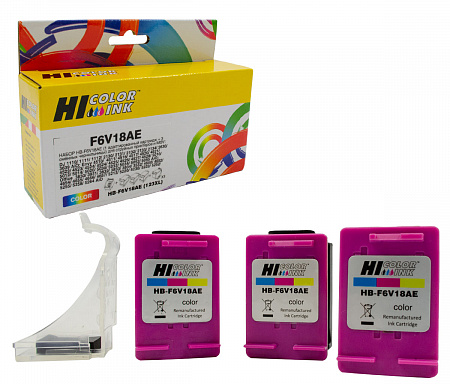 Набор Hi-Black (F6V18AE) №123 (1 адапт. картридж+ 3 сменных чернильницы) для HP DJ2130, Color