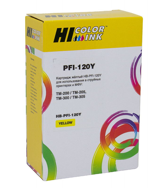Картридж Hi-Black (PFI-120Y) для Canon TM-200/205/300/305, Y