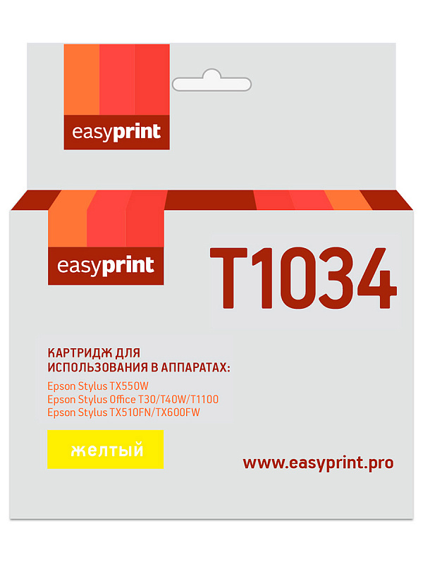 Картридж EasyPrint IE-T1034 для Epson Stylus TX550W/Office T30/T40/T1100/TX510FN/600FW, желтый, с чипом