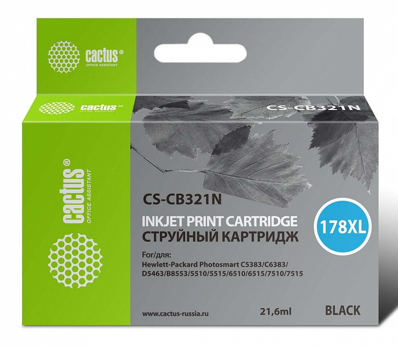 Картридж струйный Cactus CS-CB321N(CS-CB321) №178XL черный (17.0мл)