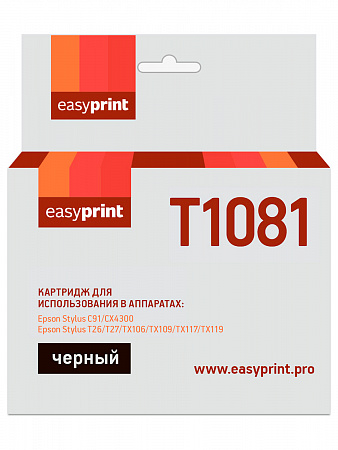 Картридж EasyPrint IE-T1081 для Epson Stylus C91/CX4300/TX106/TX117, черный, с чипом