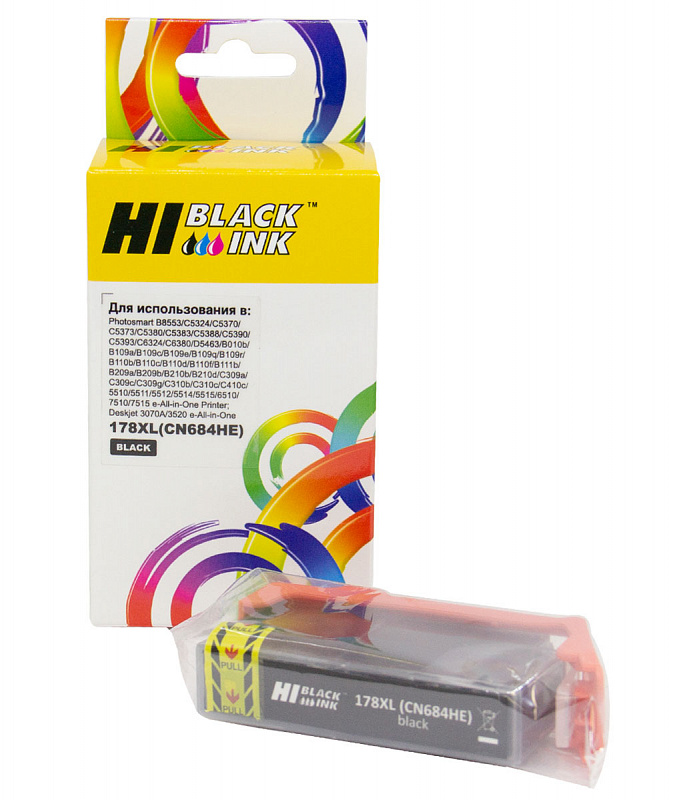 Картридж Hi-Black (HB-CN684HE) для HP Photosmart C5383/C6383/B8553/D5463, №178XL, Bk