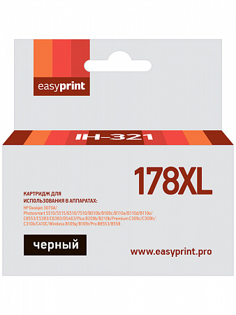 Картридж EasyPrint IH-321 №178XL для HP Deskjet 3070A/Photosmart 5510/6510/7510/C8553/Premium C309c/C410C/Pro B8553/8558, черный, с чипом