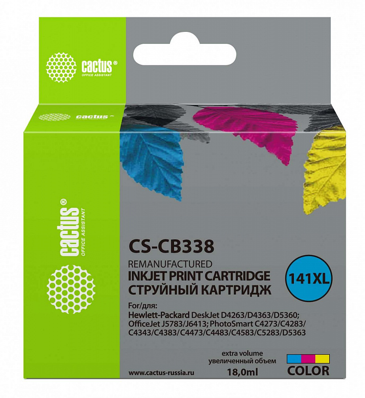 Картридж струйный Cactus CS-CB338 №141XL многоцветный (18мл)