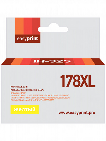 Картридж EasyPrint IH-325 №178XL для HP Deskjet 3070A/Photosmart 5510/6510/7510/C8553/Premium C309c/C410C/Pro B8553/8558, желтый, с чипом