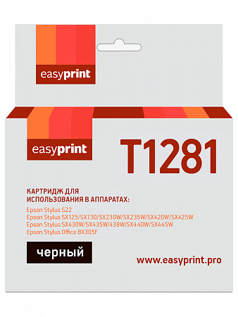Картридж EasyPrint IE-T1281 для Epson Stylus S22/SX125/SX130/SX230/SX420W/Office BX305F, черный, с чипом